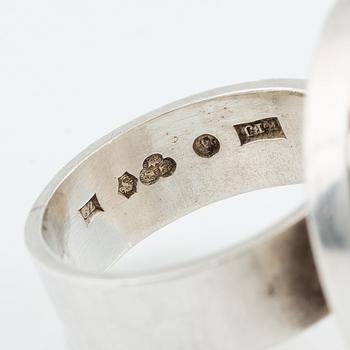 Silver ring with gold stone, signed Ulla Holm.