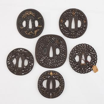 Tsuba, 6 st, Kina och Japan.