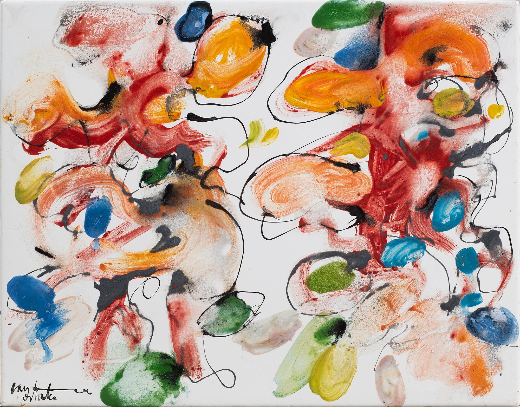 LARS STOCKS, 3 enamel paintings, 2 signed.