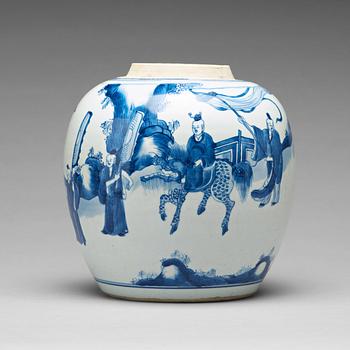 909. A blue and white jar, Qing dynasty, Kangxi (1662-1722).