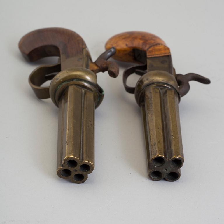 2 Swedish end of the 19th century brass percussion revolvers.