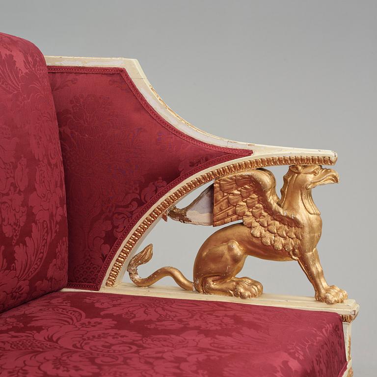 SOFFA, tillskriven Ephraim Ståhl (mästare i Stockholm 1794-1820). Sengustaviansk, 1800-talets början.