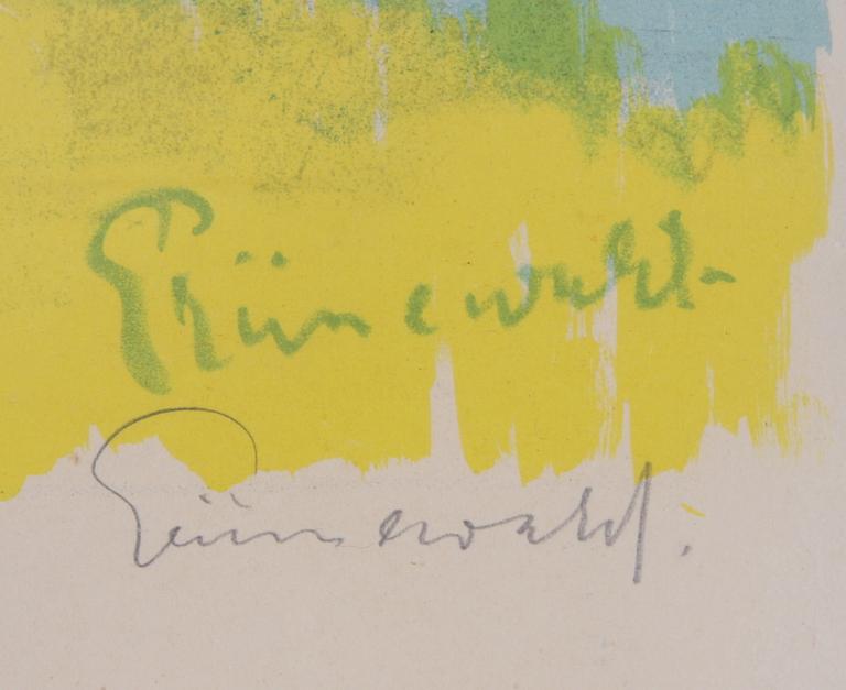 ISAAC GRÜNEWALD, färglitografi, sign i plåten och med blyerts.