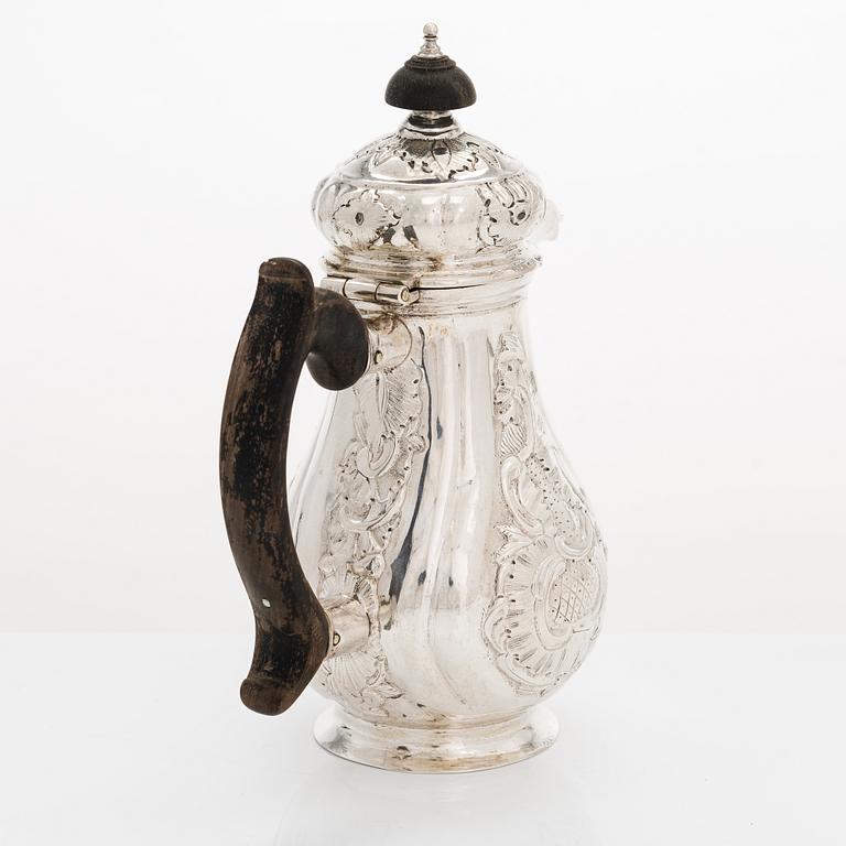 Kaffekanna, silver, rokoko, Moskva, Ryssland ca 1759-1784.