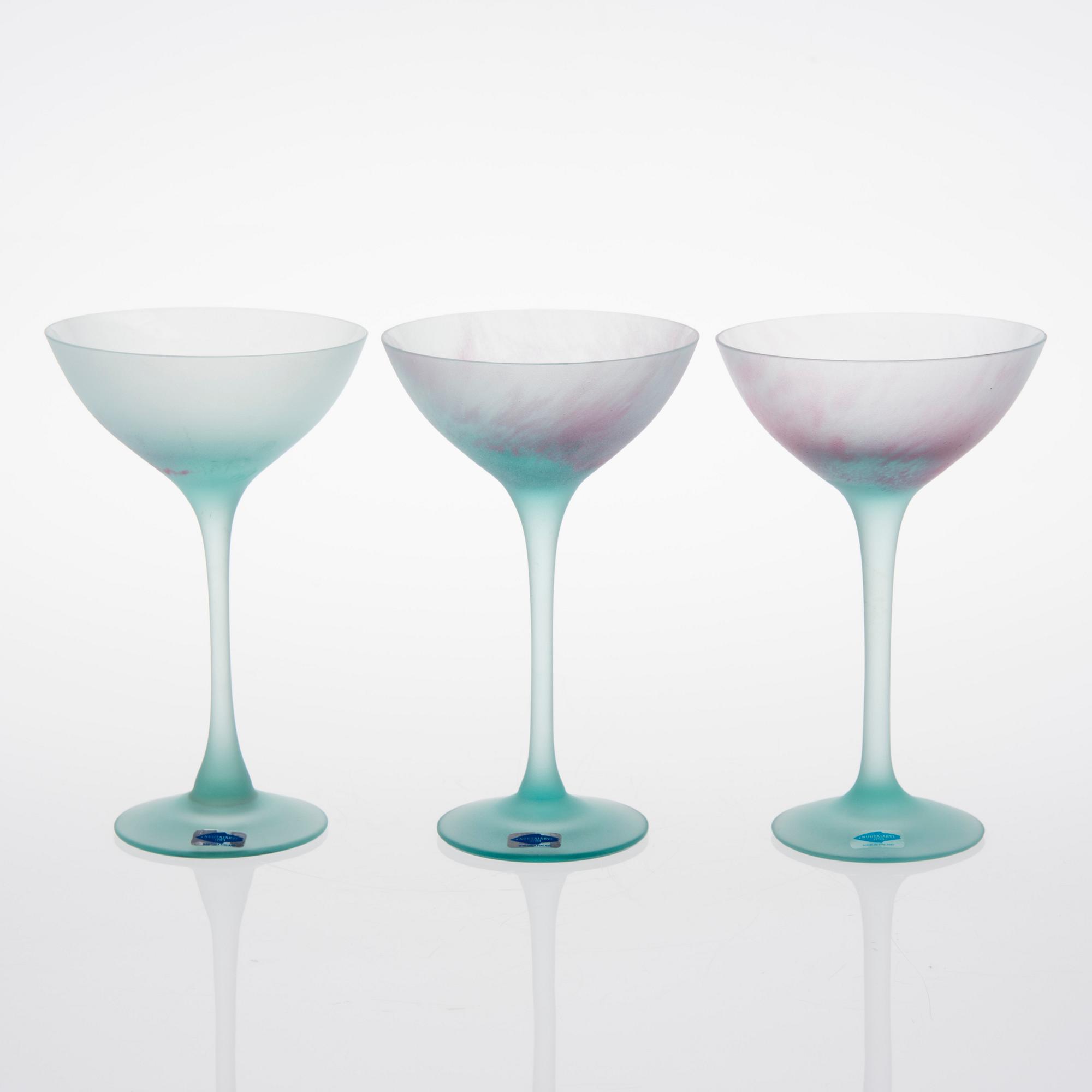 OIVA TOIKKA, CHAMPAGNE AND COCKTAIL GLASSES, 8 + 3 PCS. Paletti 800. Sign. O. Toikka, Nuutajärvi.