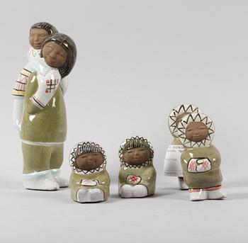 FIGURINER, 5 st, stengods, Marie Simulsson, Upsala Ekeby. 