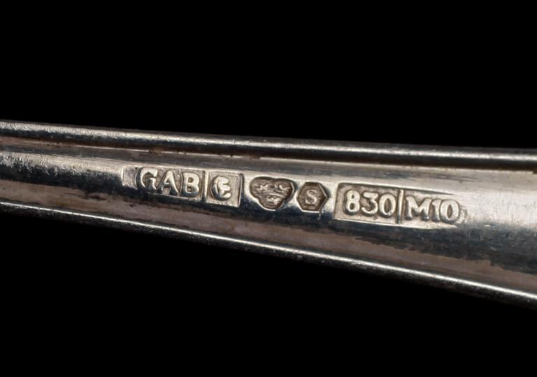 PARTI BESTICK, 50 delar, silver, bla C.G Hallberg, Stockholm, 1919. Tot vikt ca 1648g.