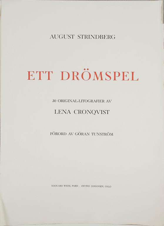 LENA CRONQVIST, portfölj med 60 (två sviter) färg och sv/v litografier, 1989, samtliga signerade med blyerts I/X.