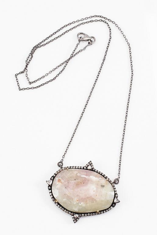 COLLIER, silver, safir och diamanter.