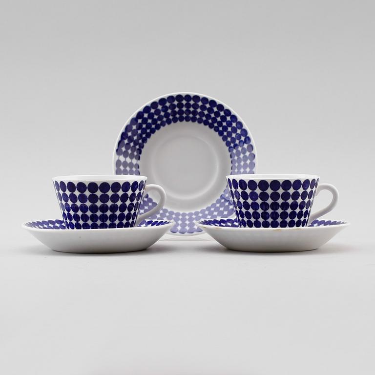 KAFFEKOPPAR med fat, 6 st, porslin, "Adam", Stig Lindberg, Gustavsberg.