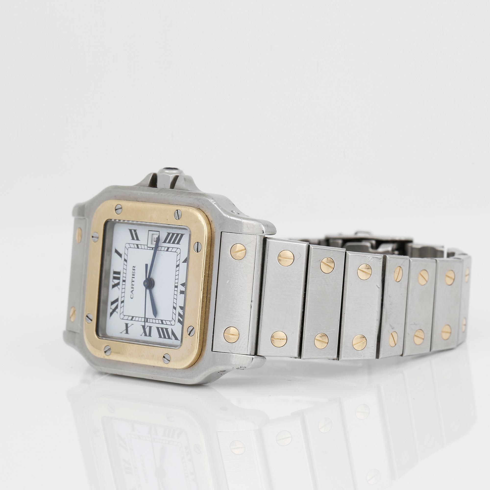 ARMBANDSUR, herr, Cartier, Santos, automatisk, stål och 18K guld.