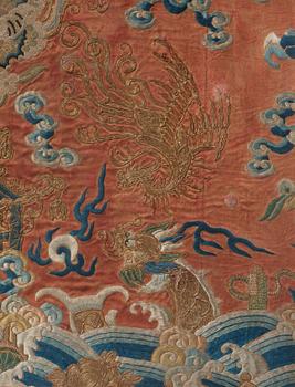 A Chinese silk embroidery, Qing dynasty (1644-1912).