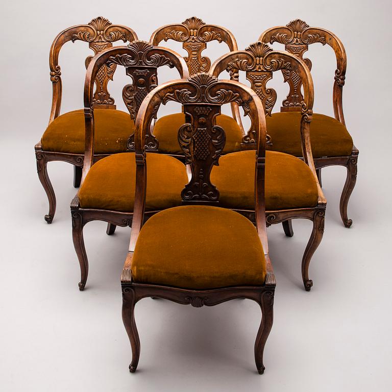 STOLAR, 6 st, mahogny, 1800-talets mitt.