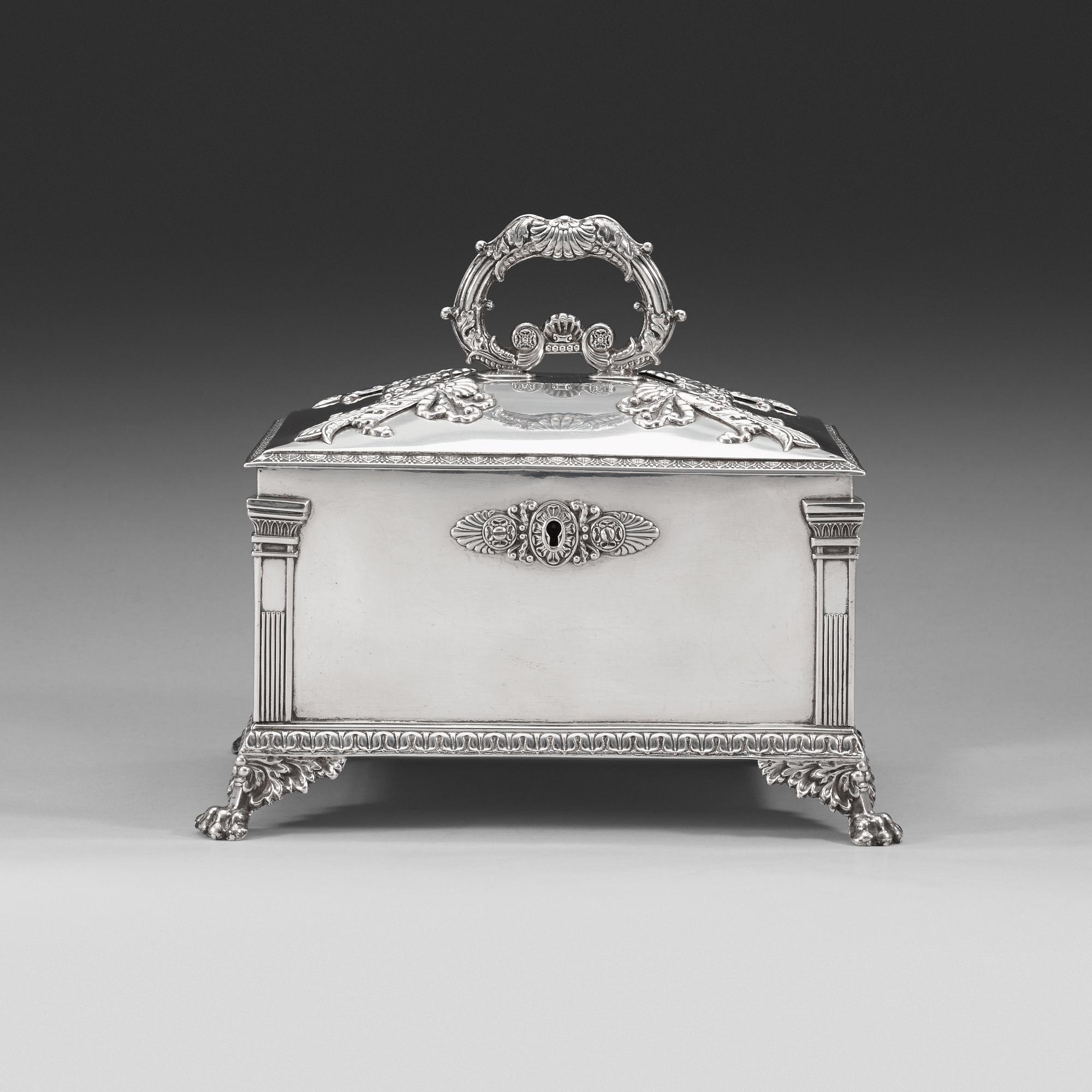 A Swedish 19th century silver sugar-casket, marks of Adolf Zethelius, Stockholm 1828.