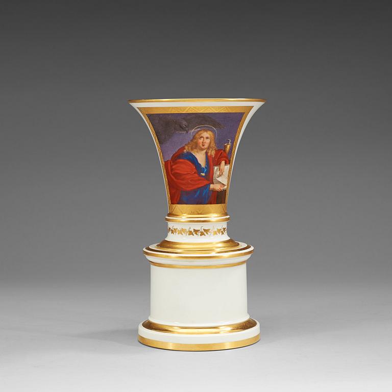 A Fürstenberg vase with liner and stand, 19th Century.