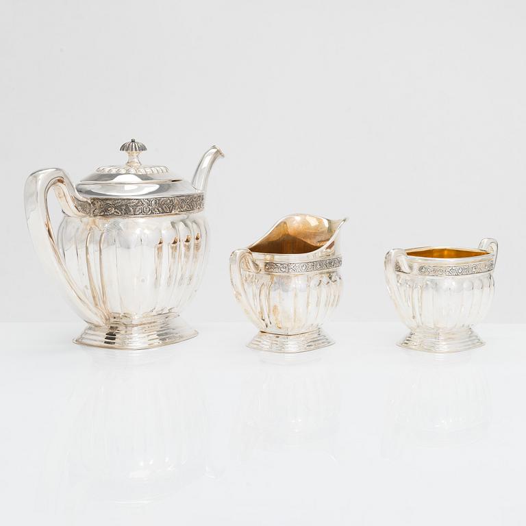 Kaffeservis, 3 delar, silver, Kultakeskus, Tavastehus 1993-95.