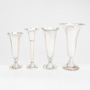 Four silver vases, Finland 1951 - 1962.