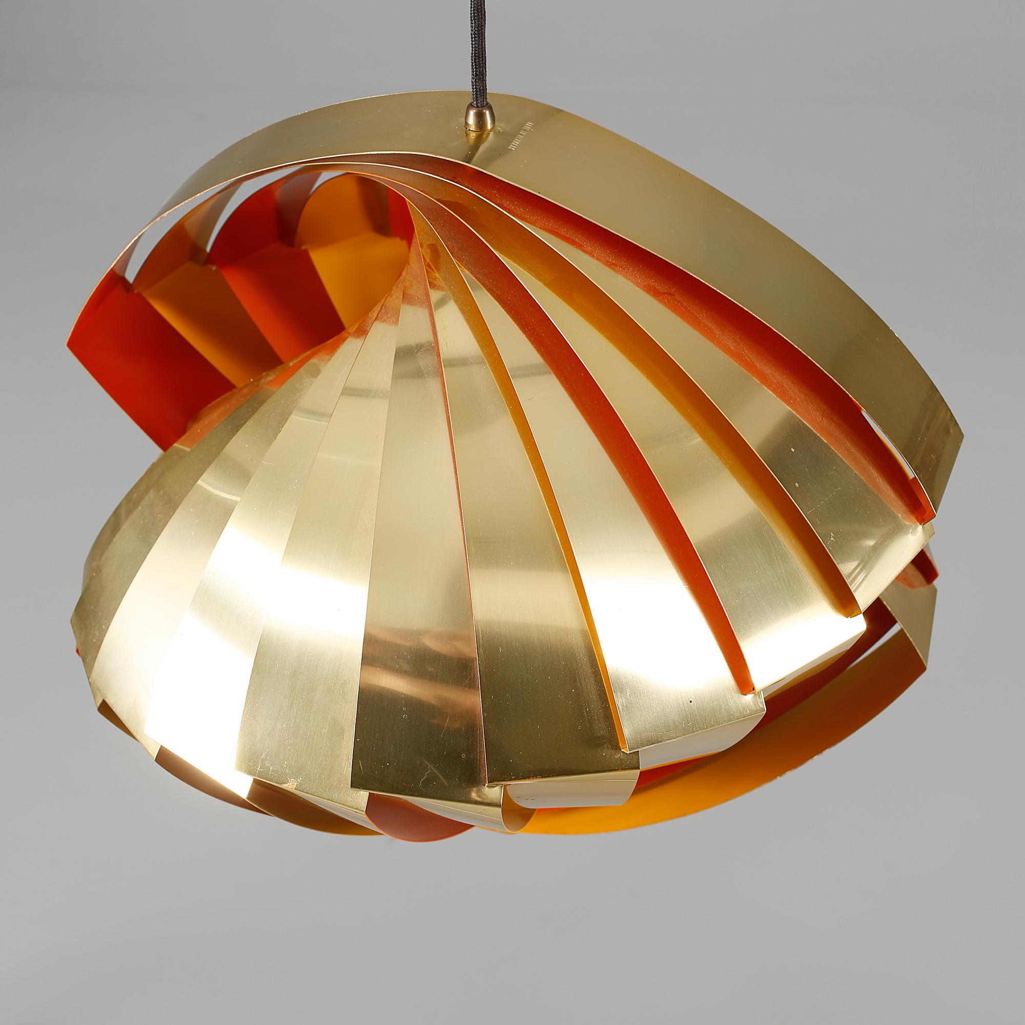 TAKLAMPA, "Konkylie" / "Tivolilampan", Louis Weisdorf, Lyfa, Danmark, 1960-tal. Höjd ca 40 cm.