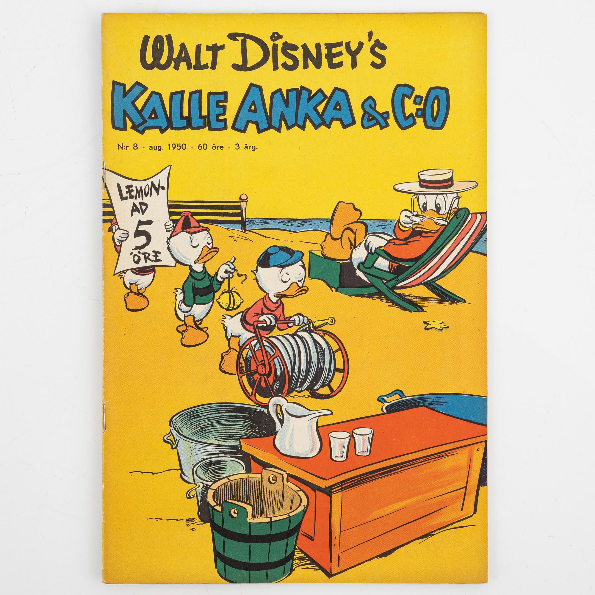 Serietidningar, "Kalle Anka & Co", 14 st, komplett årgång 1950.