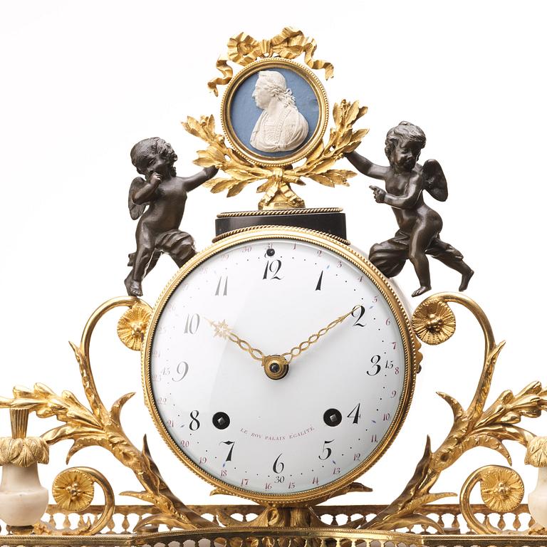 A Louis XVI late 18th century mantel clock.