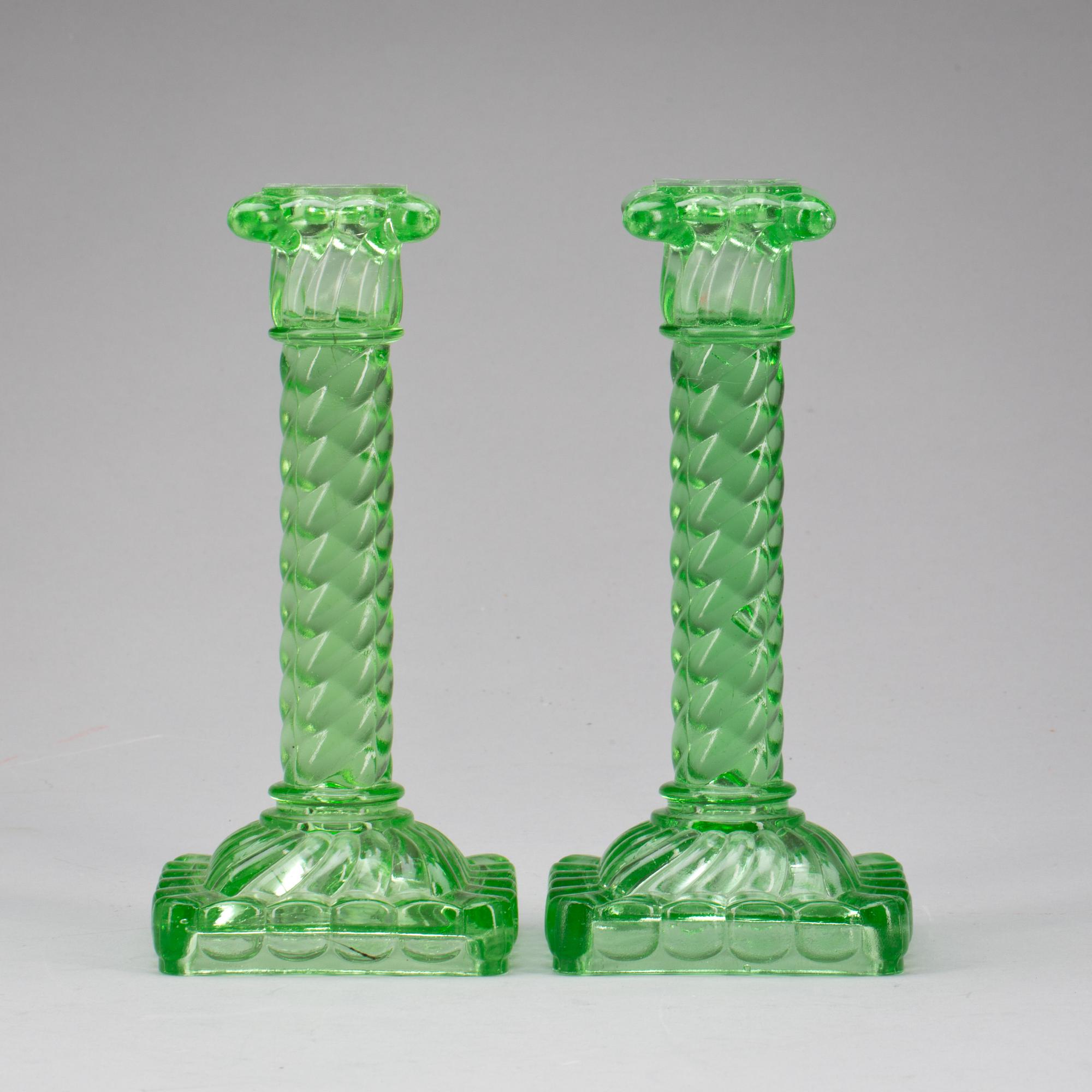 LJUSSTAKAR, ett par, glas, "Turbin", Reijmyre, 1900-talets senare hälft.