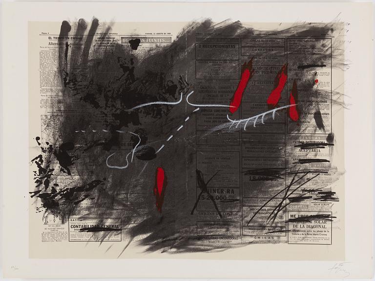 ANTONI TÀPIES, 12 lithographs, 2 silkscreens, 1 etching, signed and numbered.