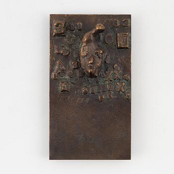 Bror Marklund, embossment, bronze, height 16 cm.