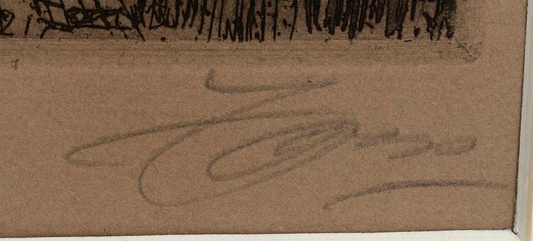 Anders Zorn, etsning, 1917, signerad.