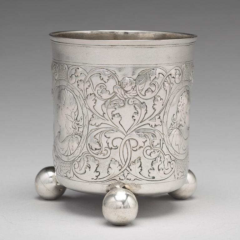 A Russian 18th century parcel-gilt silver beaker, mark of Ivan Grigorjev, Moscow 1743.