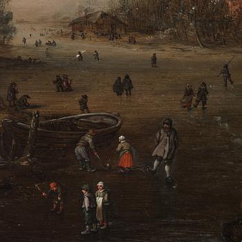 Cornelis Liefrinck II, Skaters on Dutch canal.