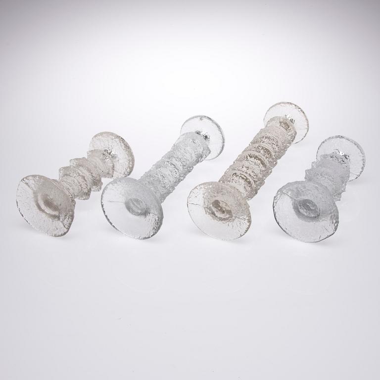 LJUSSTAKAR, 7 st, glas, "Festivo", signerade TS, Timo Sarpaneva, Iittala.