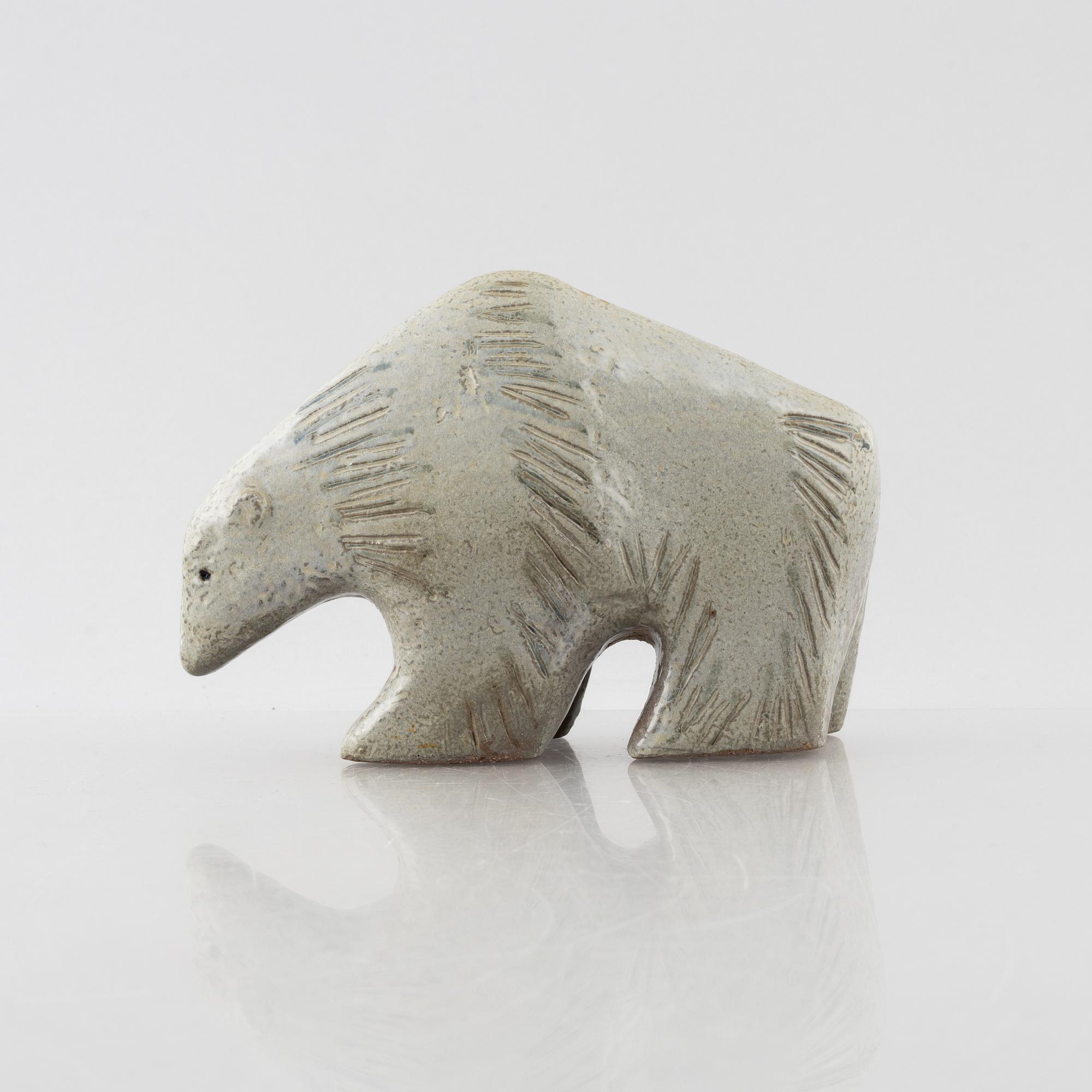 Lisa Larson, figurin, stengods, "Isbjörn", ur serien "Stora Zoo", Gustavsberg.