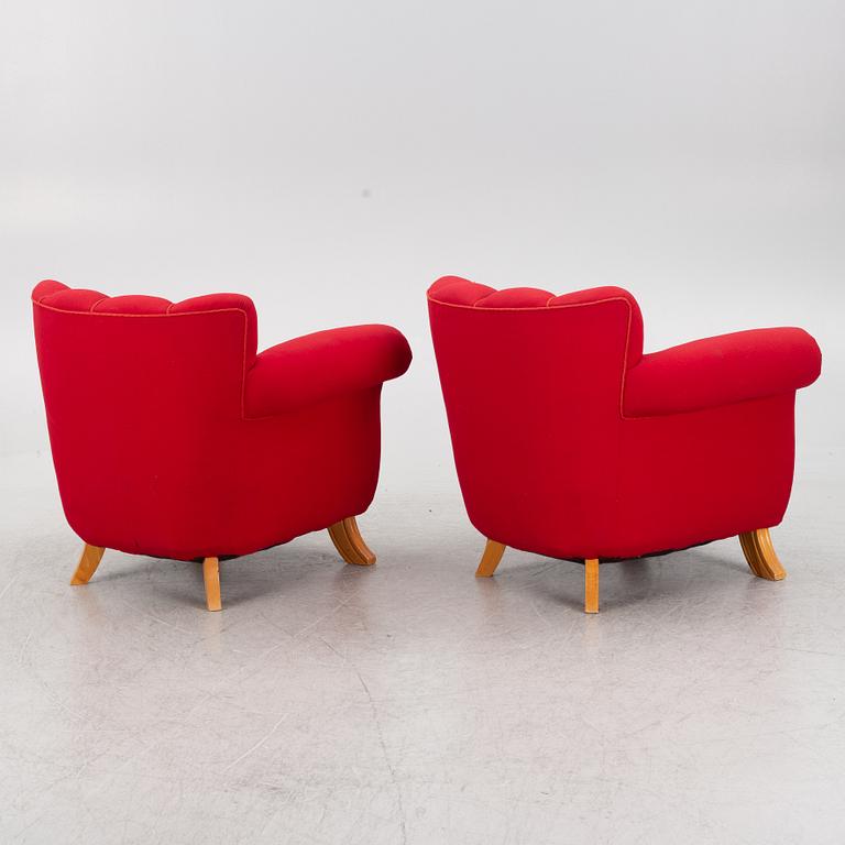 A pair of Swedish Modern armchairs, 1940s.