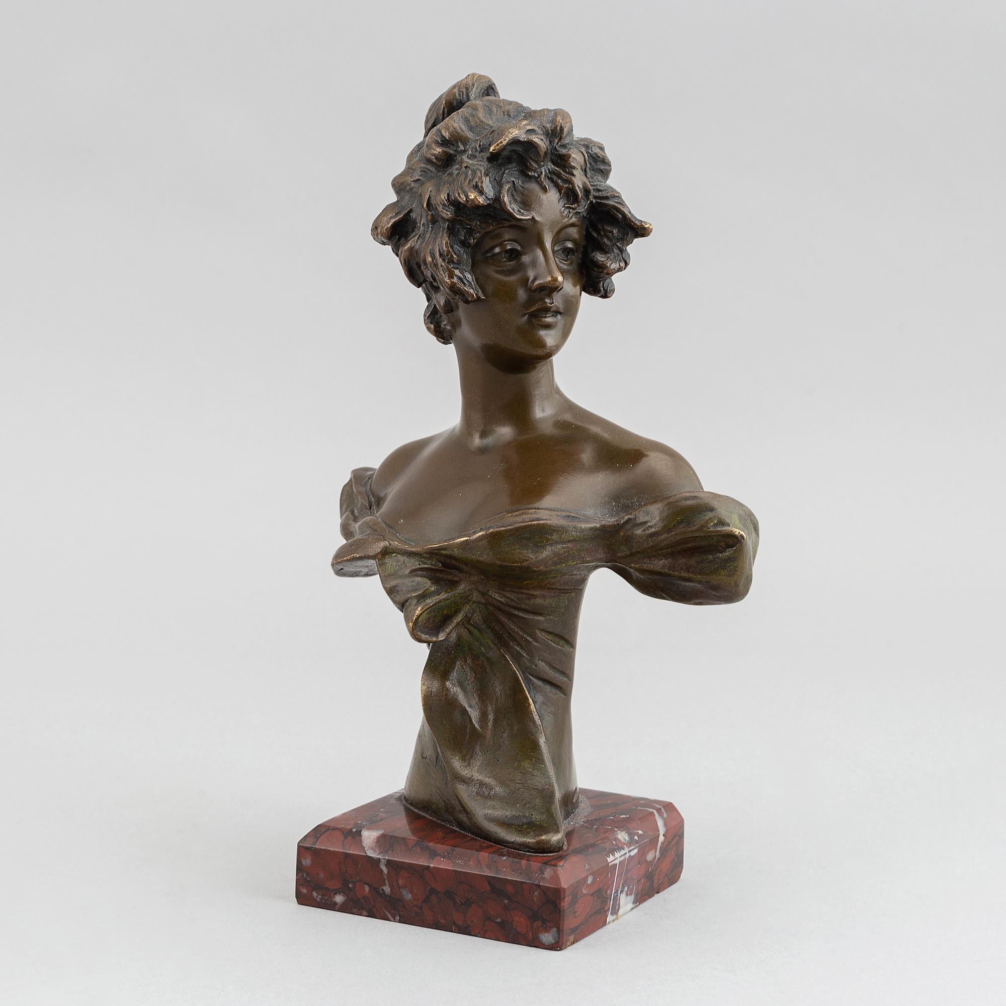 Georges van der Straeten, skulptur. Brons, signerad, gjut.stämpel. Total höjd 22,5 cm.