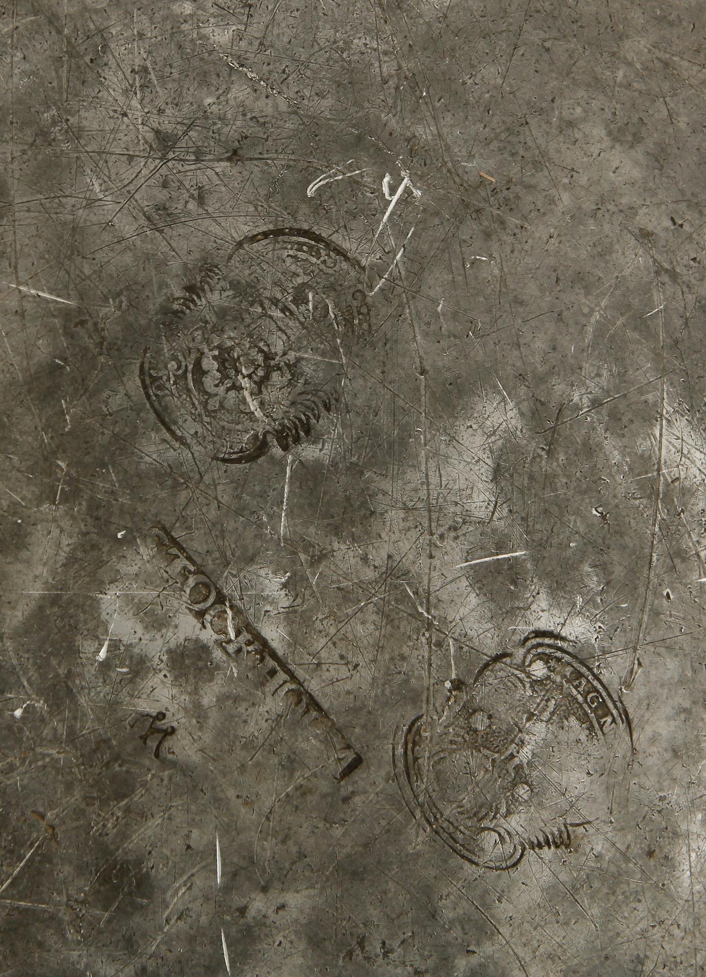 FAT, tenn, otydliga stämplar, Stockholm 1700-tal.