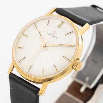 Certina, wristwatch, 18K gold, 34 mm.