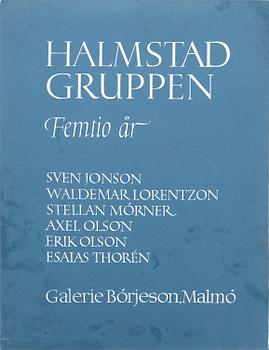 Halmstadgruppen femtio år, mapp,  med 6 färglitografier, signerade och numrerade 276/360.