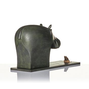 Gunnar Cyrén, a sculpture, "Kan du inte tala?", ed. 5/7, Herman Bergman konstgjuteri, Stockholm & Gävle, 1988.