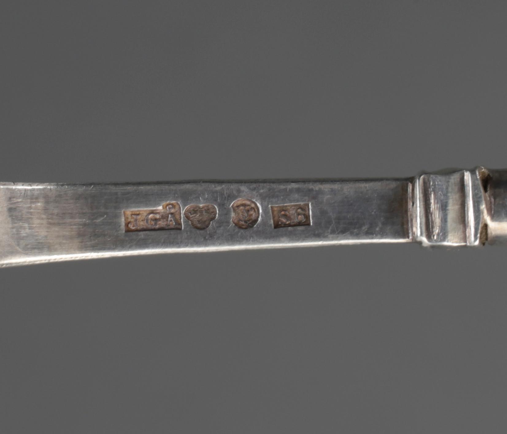 SÅSSKED OCH STRÖSOCKERSKED, silver. Bl a Johan Gottfrid Åhlén, Enköping 1896. Vikt ca 61 gram.