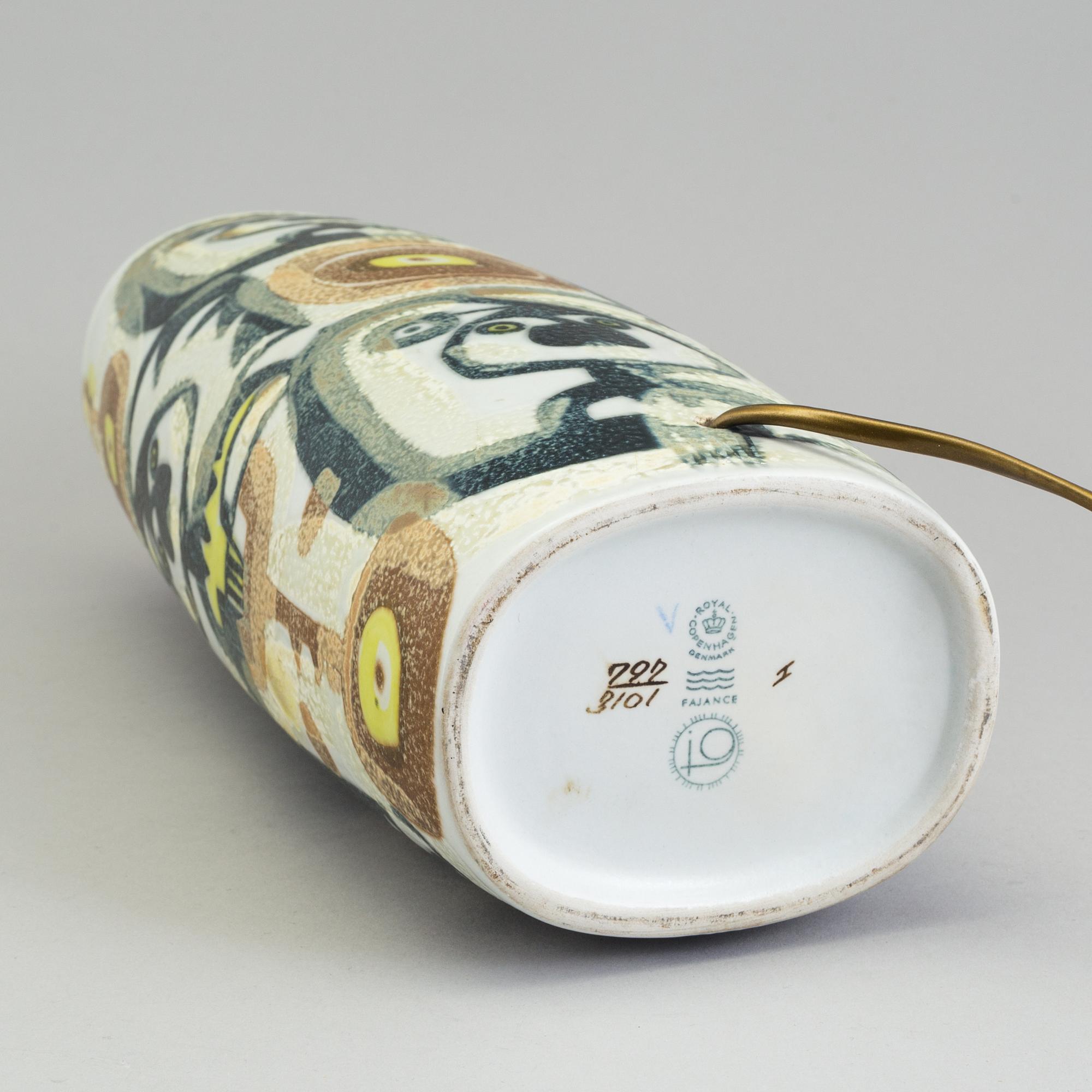 A ceramic table lamp by Johanne Gerber, Royal Copenhagen, 20th century.