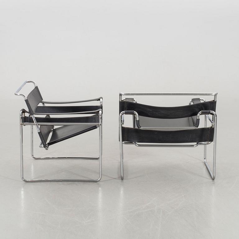 MARCEL BREUER, armchairs a pair of "Wassily", Knoll international 1980.