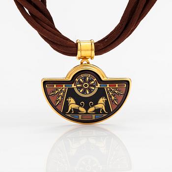 Frey Wille, a necklace made of gold coloured metal and enamel. Marked Frey Wille.