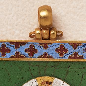 Plaque, guld och cloisonnéemalj, Bysantinsk stil, sentida.