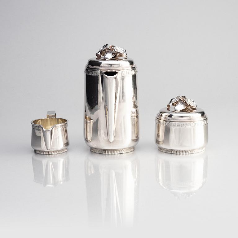 Atelier Borgila, kaffeservis, 4 delar, sterling silver, Stockholm 1939 och 1940.