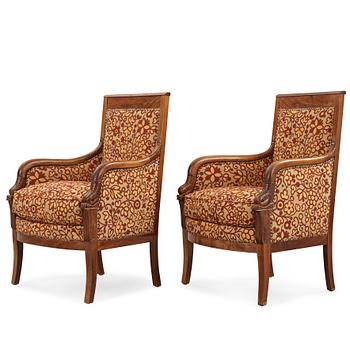 1388. A pair of French Louis Philippe 1830/40's armchairs.