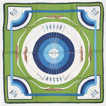 Hermès, scarves, 2 pcs, "Arcs en Ciel" & "Chevaux du Monde".