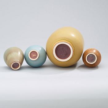 A set of four Berndt Friberg stoneware vases, Gustavsberg Studio 1965-76.