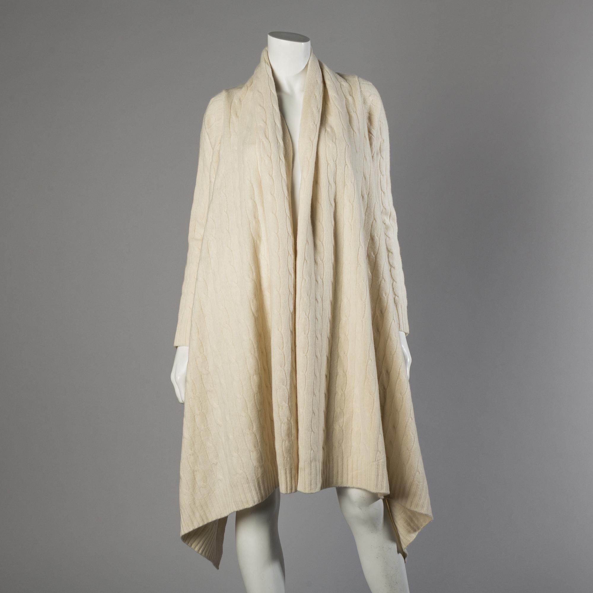 A white wool- and cashmere poncho by Ralph Lauren.