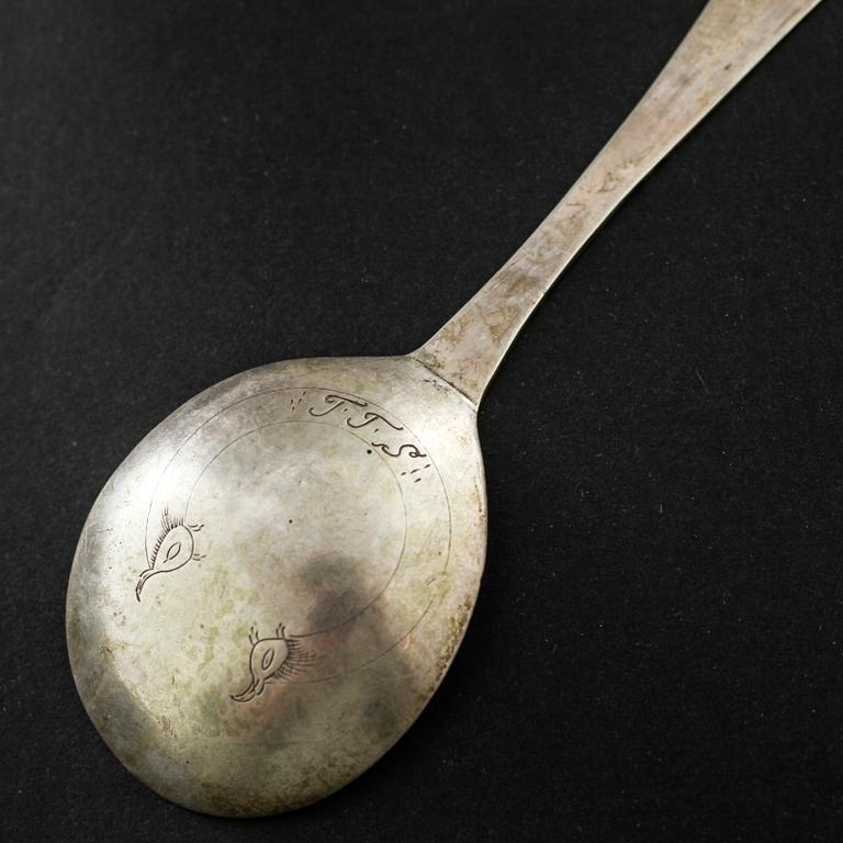 A Norwegian silver spoon, unmarked, probably 18th century.