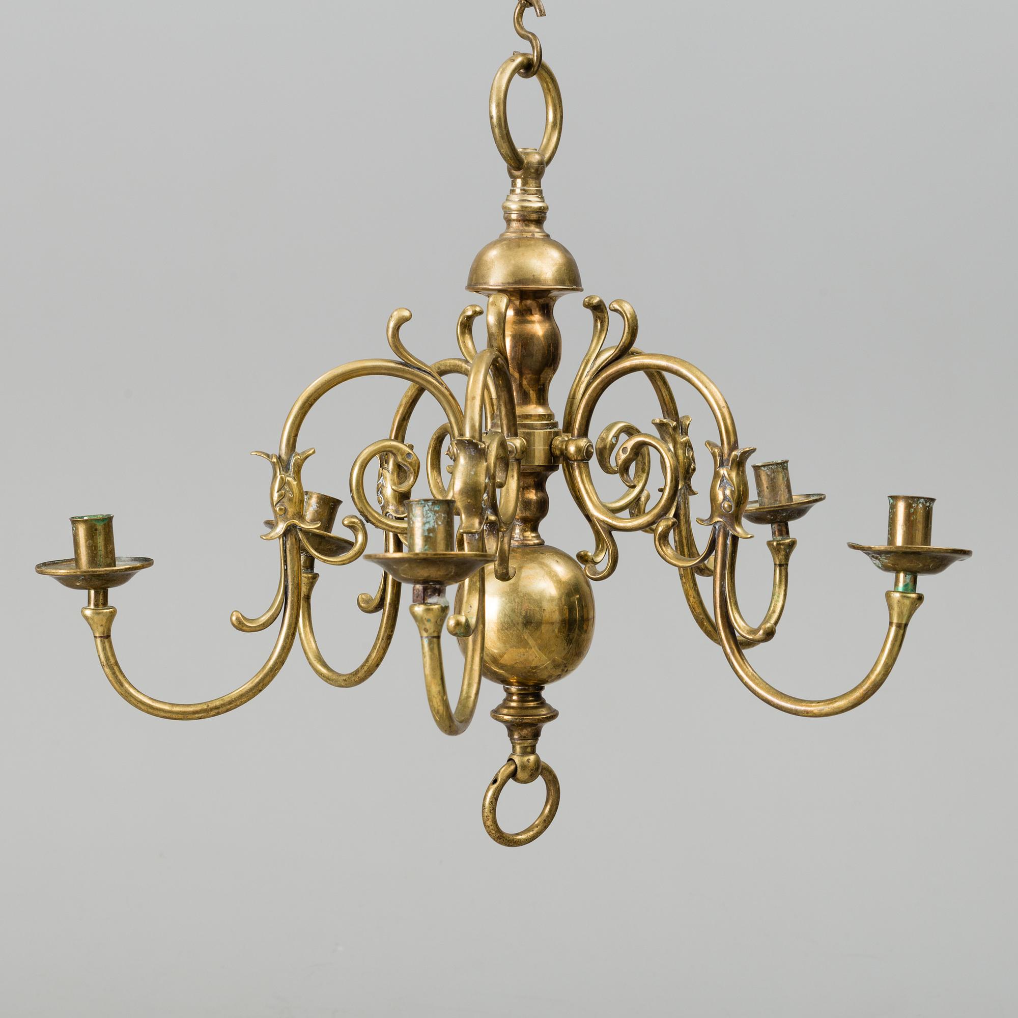 a brass chandelier, 20th century.